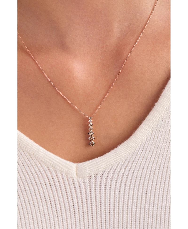 Le Vian Chocolate Ombre Diamond Vertical Graduated Adjustable 20" Pendant Necklace (3/4 ct. t.w.) in 14k Rose Gold
