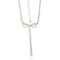 BCBGeneration Crystal Double Strand Bow Lariat Necklace