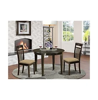 East West Furniture 3 Pc Kitchen nook Dining set-round Table and 2 Dining Chairs