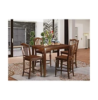 East West Furniture 5 Pc counter height Table and chair set-pub Table and 4 Dining Chairs.