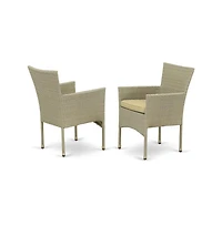 East West Furniture Wicker Patio Set Natural Linen