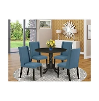 East West Furniture Dining Room Set Wirebrushed Black