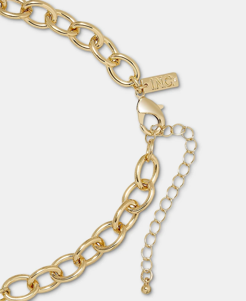 I.n.c. International Concepts Heart Charm Imitation Pearl Beaded Statement Necklace, 16" + 3" extender, Macy's Exclusive