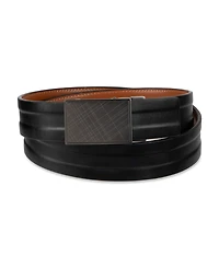 Kenneth Cole Reaction Men's Reversible Plaid Plaque Compression Locking Buckle Belt