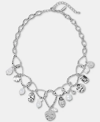 Style & Co Sculptural Disc & Imitation Pearl Statement Necklace, 18" + 3" extender, Macy's Exclusive
