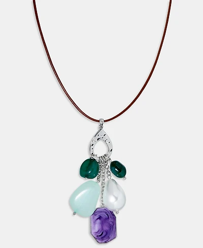 Style & Co Multi-Charm Leather Pendant Necklace, 28" + 3" extender, Macy's Exclusive
