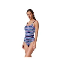 Profile by Gottex Womens Retro Riviera Scoop Neck Netted Crochet One Piece