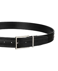 Calvin Klein Men's Stripe Stitch Leather Dress Belt