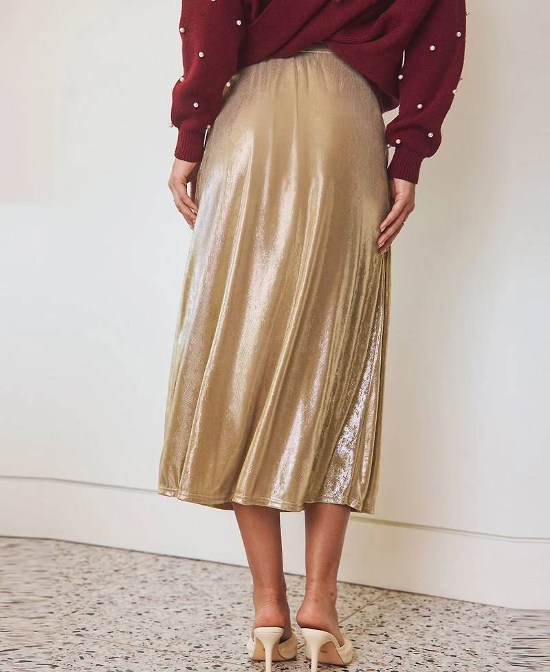 Cupshe Women's Starlit Nights Gold Midi Skirt