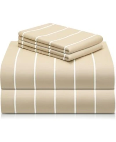 4pc Striped Silky Soft Cooling Deep Pocket Performance Sheet Set
