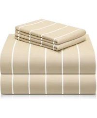 4pc Striped Silky Soft Cooling Deep Pocket Performance Sheet Set