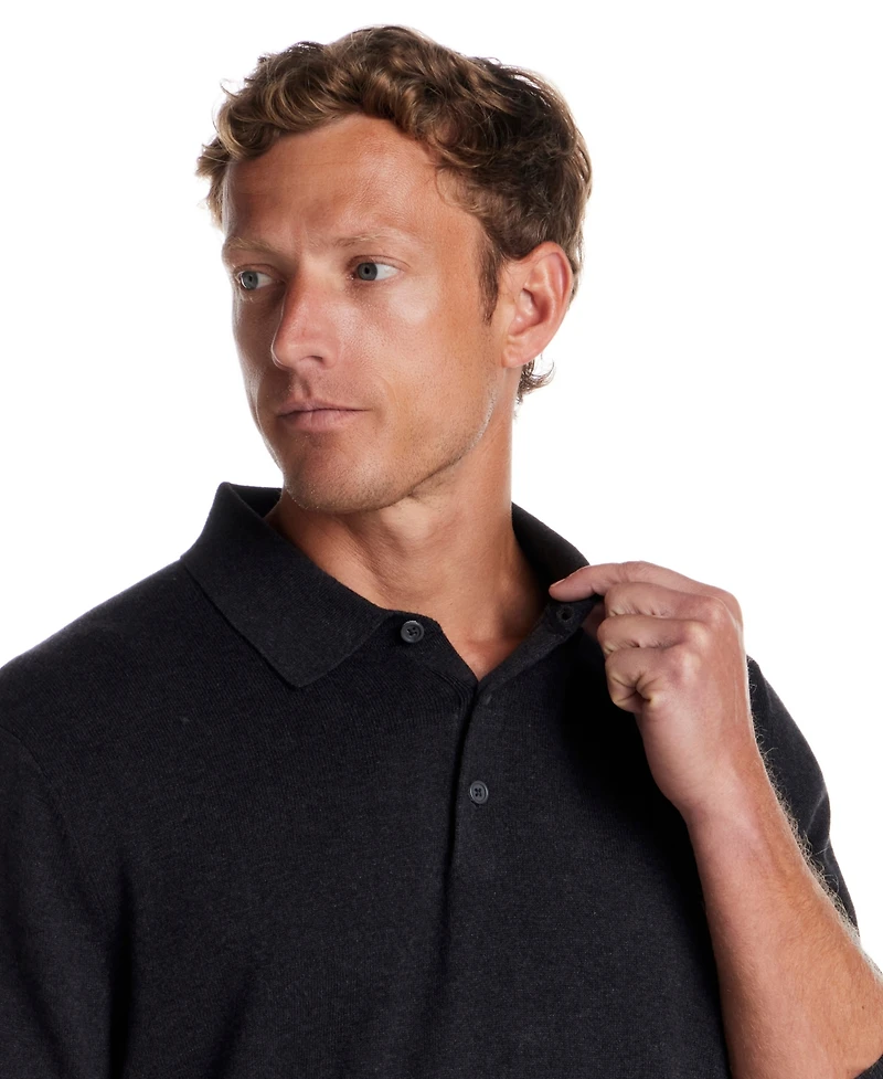 Weatherproof Vintage Men's Cotton Cashmere Long Sleeve Polo Sweater