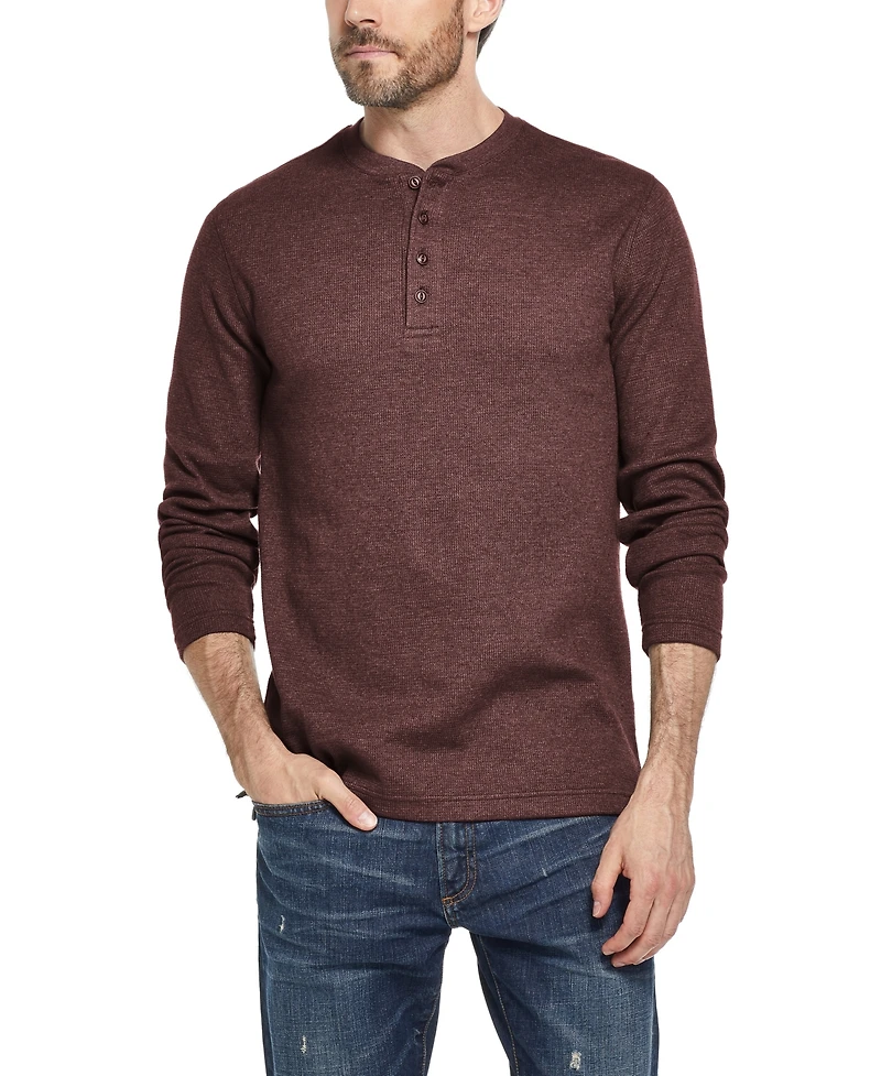 Weatherproof Vintage Men's Long Sleeve Waffle Henley Neck T-Shirt