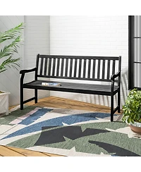 Jonathan Y Laurel 59.1" 3-Seat Slat-Back 600-Lbs Support Acacia Wood Outdoor Garden Patio Bench