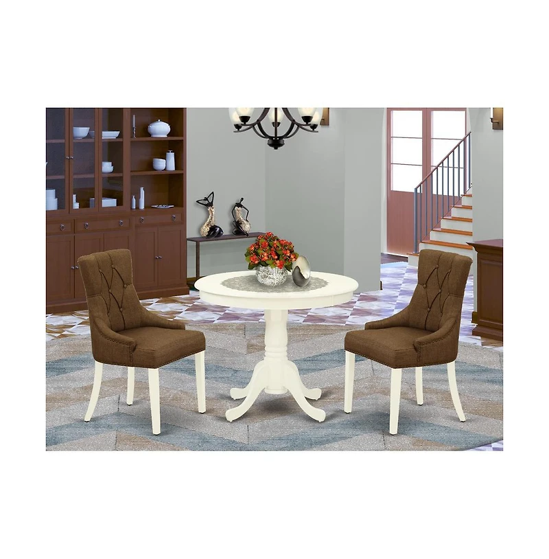 East West Furniture Dining Room Set Linen White