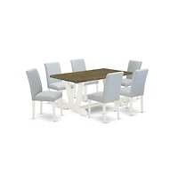East West Furniture 7-Piece Kitchen and Dining Room Chairs Includes 6 Mid Century Chairs with Upholstered Seat and a Rectangular Kitchen Table