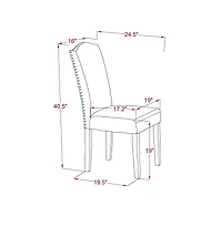 East West Furniture 5 Piece Dining Room Table Set Includes 1 Drop Leaves Wooden Dining Table and 4 Dark Shitake Linen Fabric Dining Chair High Back wi