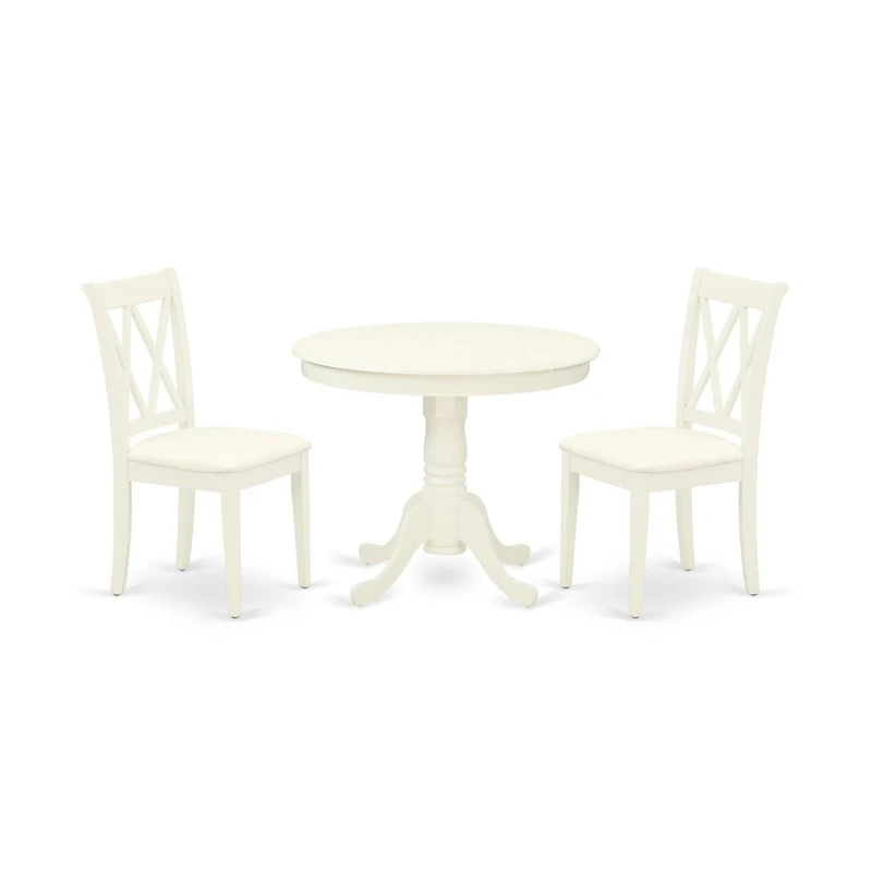 East West Furniture Dining Room Set Linen White