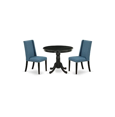 East West Furniture Dining Room Set Wirebrushed Black