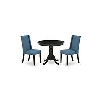 East West Furniture Dining Room Set Wirebrushed Black
