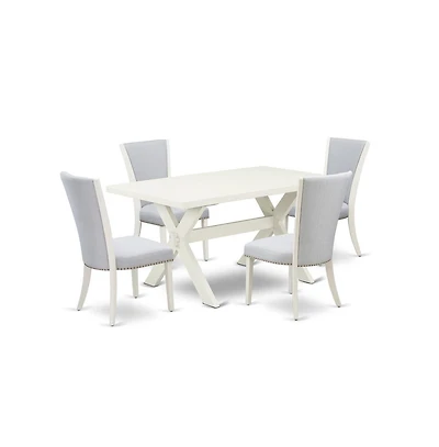 East West Furniture 5-Piece Dining Set Consists of 4 Dining Room Chairs with Upholstered Seat and Stylish Back-Rectangular Breakfast Table