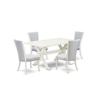 East West Furniture 5-Piece Dining Set Consists of 4 Dining Room Chairs with Upholstered Seat and Stylish Back-Rectangular Breakfast Table