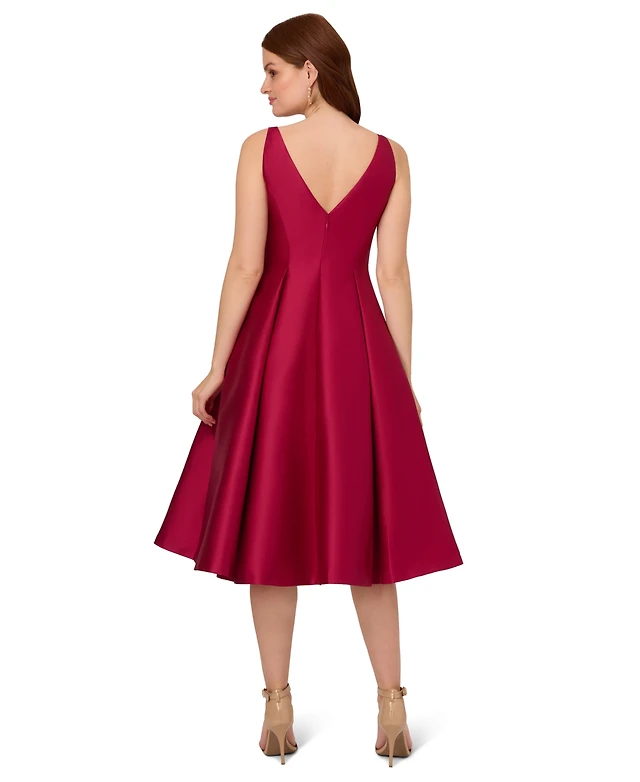 adrianna papell boat neck a line dress Adrianna Day by Adrianna Papell Woven Printed Boat Neck Sleeveless A-Line Midi Dress
