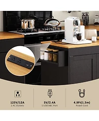 Maison Boucle 74.8" Expandable Kitchen Island with Slide-Out Table, Drawers & Usb Outlet-Maison