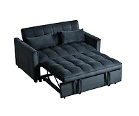 Maison Boucle Pull-Out Velvet Loveseat Sleeper Sofa Bed, 3-in-1 Convertible Futon Couch with Adjustable Back, Storage Pocket & Pillows-Maison Boucle
