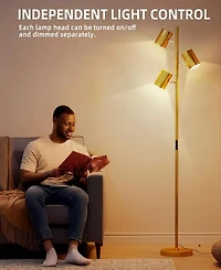 Sugift Modern 3-Head Adjustable Floor Lamp with Independent Switches, Led Bulbs Included, Tall Standing Lamp