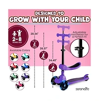 3-Wheel Foldable Kids Scooter - Child Toy Scooter with Built-in Led Wheel Lights, Foldable Seat, and Easy Maneuvering