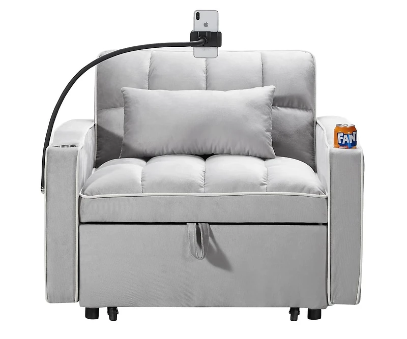 Maison Boucle Tufted Twin Daybed with Pull-Out Trundle, Upholstered Sofa Bed with Arms for Small Spaces or Living Room-Maison Boucle