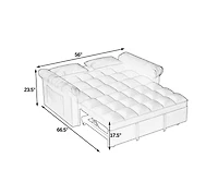 Maison Boucle Pull-Out Sleeper Loveseat Sofa, Compact Convertible Couch Bed with Adjustable Backrest & Side Pocket for Small Spaces-Maison