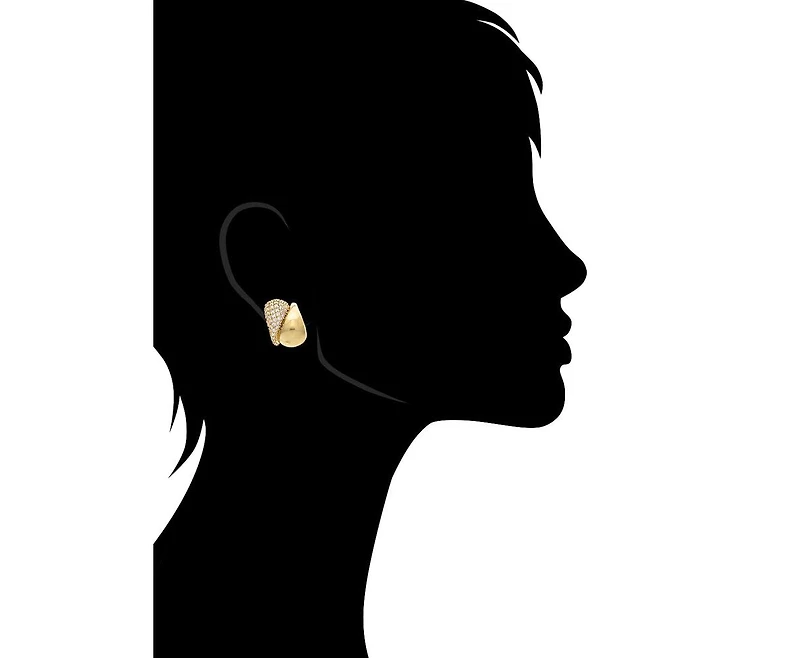 Rivka Friedman 18K Gold-Plated Pave Interlocking Teardrop Cz Huggie Hoop Earrings