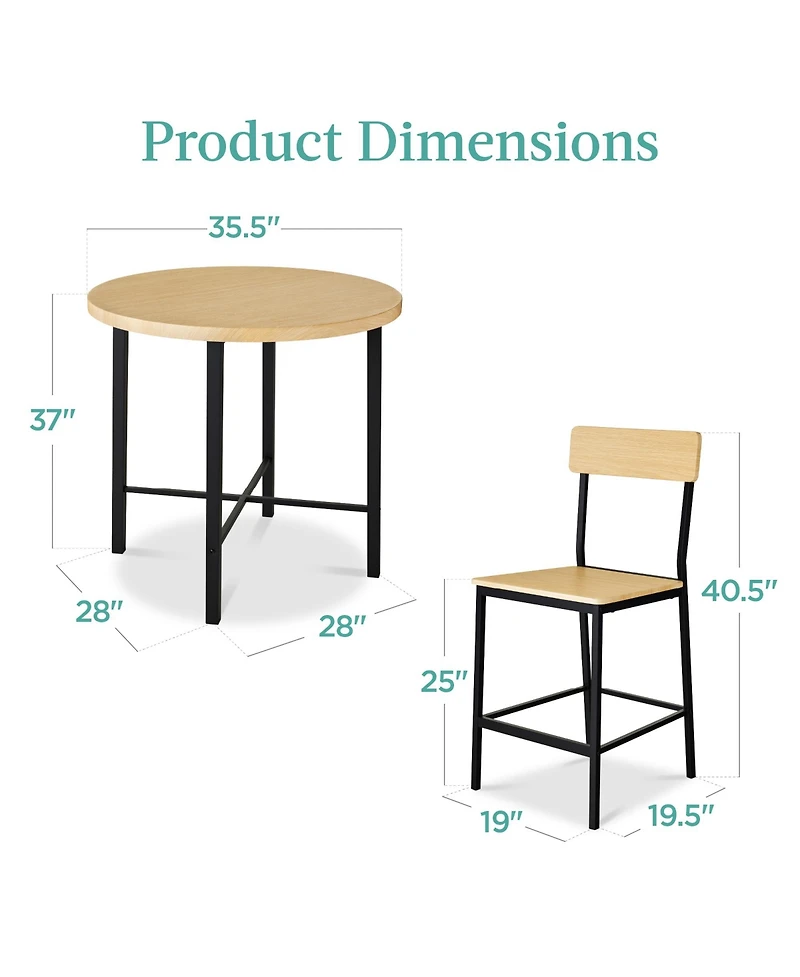 Best Choice Products 5-Piece Modern Round Counter Height Dining Set w/ 4 Chairs, 1.5in Thick Table