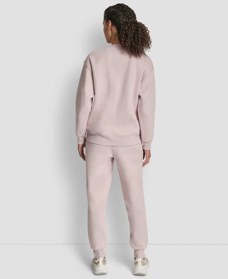 Dkny Women's Rhinestone Logo Long Line Crewneck Sweatshirt