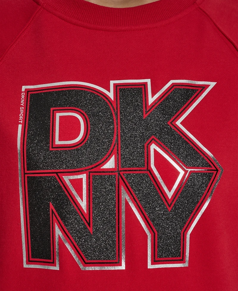 Dkny Women's Mixed Metal Stack Glitter Crewneck Top