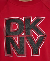 Dkny Women's Mixed Metal Stack Glitter Crewneck Top