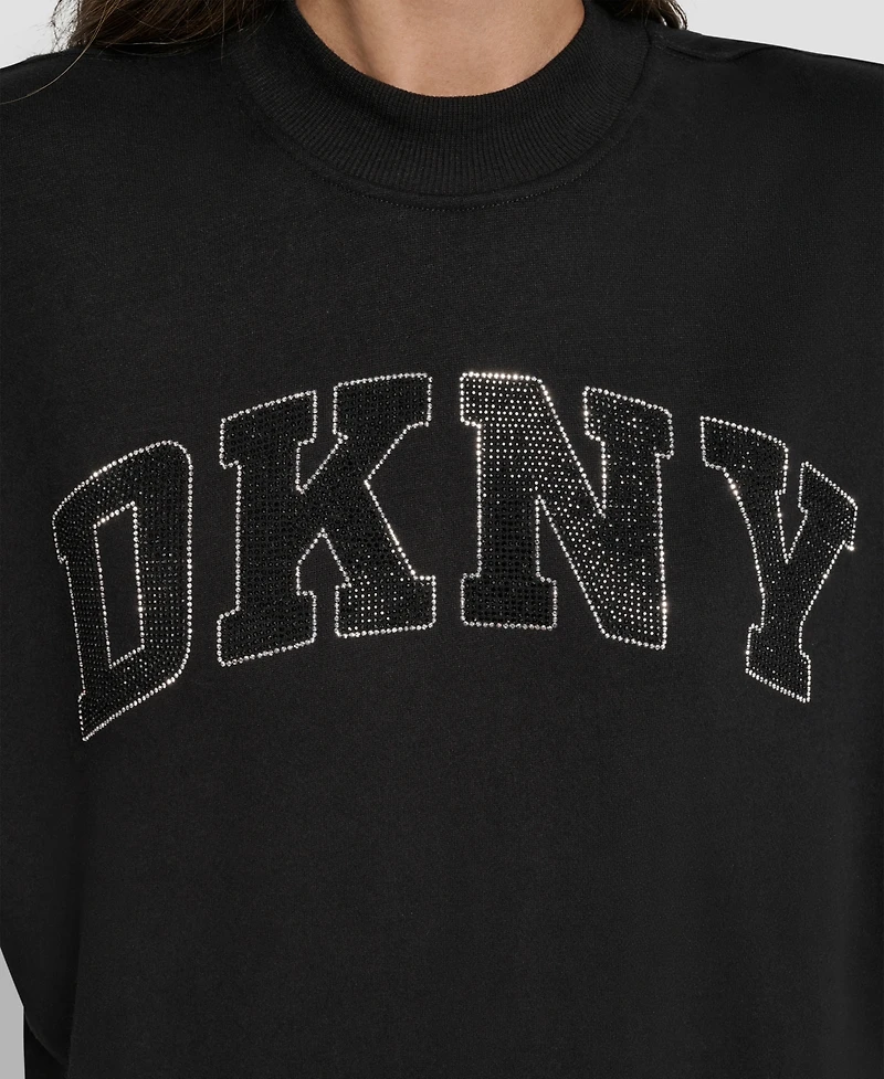 Dkny Women's Exploded Rhinestone Varsity Logo Sweatshirt