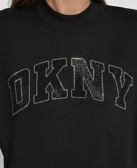Dkny Women's Exploded Rhinestone Varsity Logo Sweatshirt