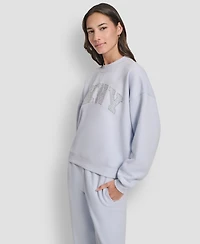 Dkny Women's Exploded Rhinestone Varsity Logo Sweatshirt