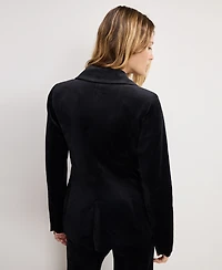 Good American Women's Long Sleeve Velvet Sculpted Blazer, Regular and Plus Size