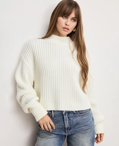 Good American Women's Chunky Knit Mock Neck Sweater