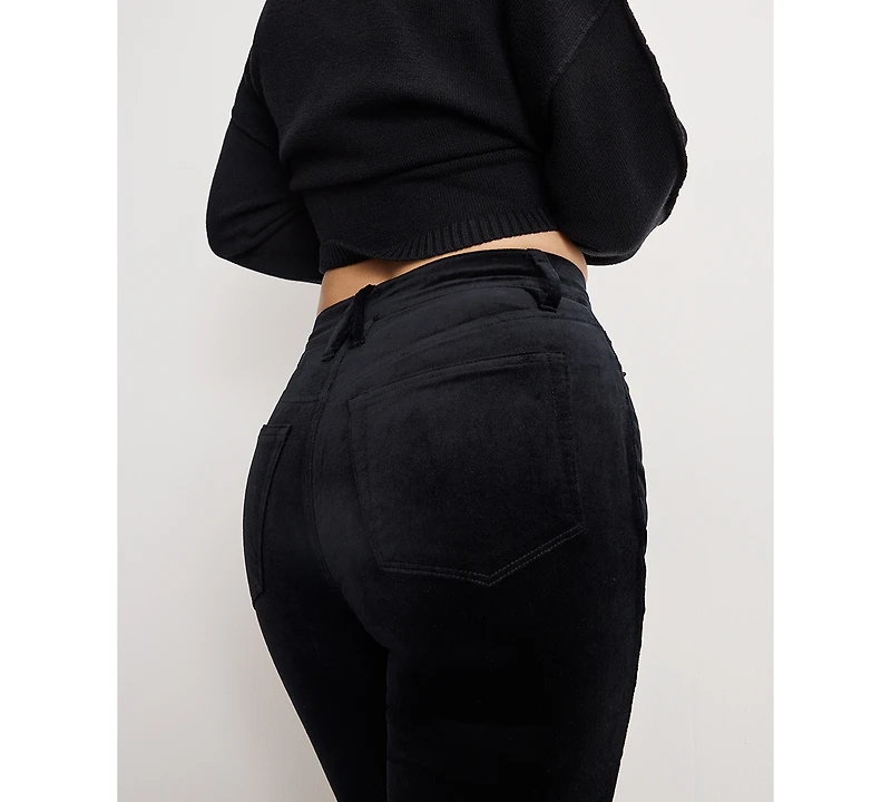 Good American Women's Velvet High Rise Kick Flare Pants