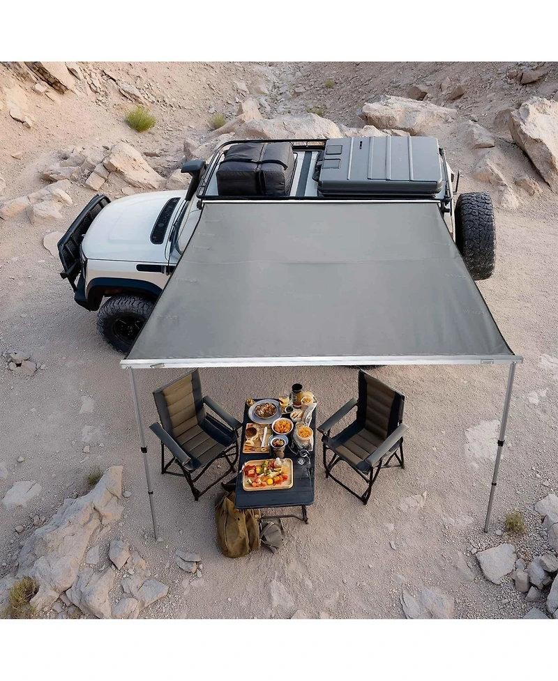Yescom Semi-Automatic Retractable 6.6'x8.4' Vehicle Awning with Blackout Coating Motor Car Side Roof Rack Overlanding Sun Shade for Outdoor Camping Tr
