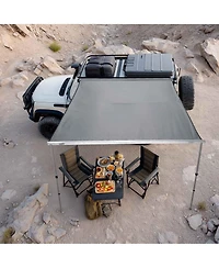 Yescom Semi-Automatic Retractable 6.6'x8.4' Vehicle Awning with Blackout Coating Motor Car Side Roof Rack Overlanding Sun Shade for Outdoor Camping Tr