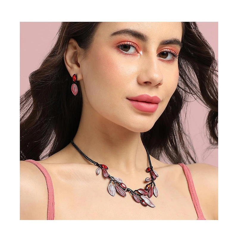 Sohi Stone Leaf Jewellery Set