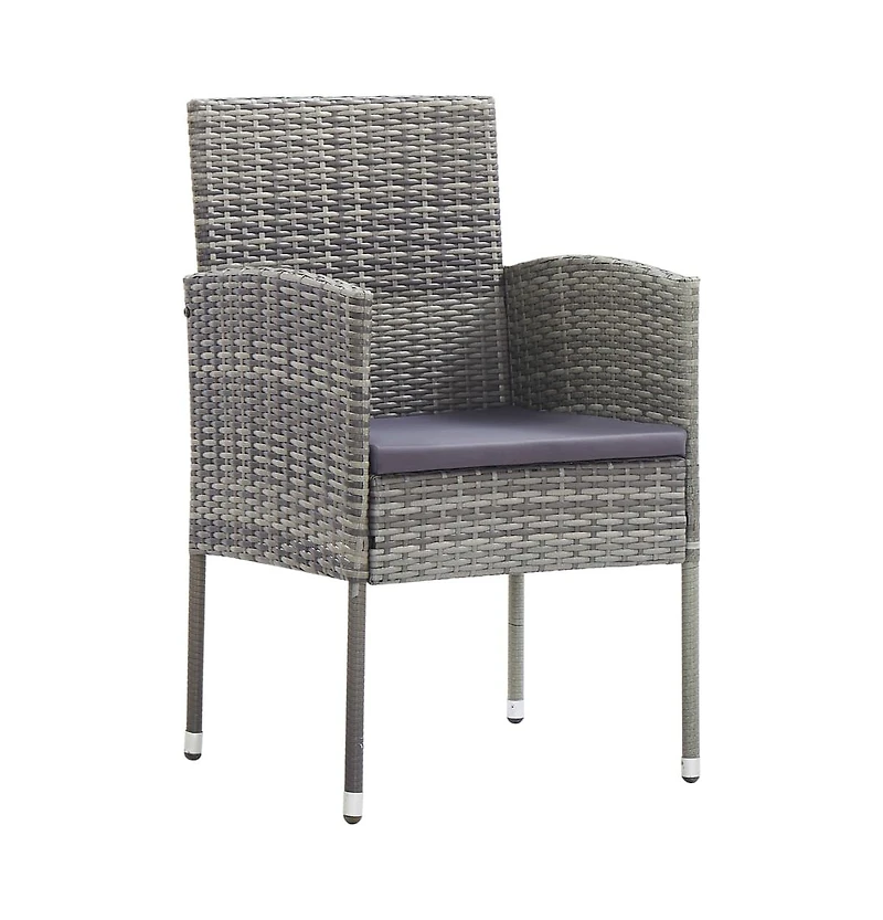 vidaXL Patio Chairs with Dark Gray Cushions 2 pcs Gray Poly Rattan