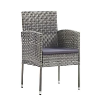 vidaXL Patio Chairs with Dark Gray Cushions 2 pcs Gray Poly Rattan