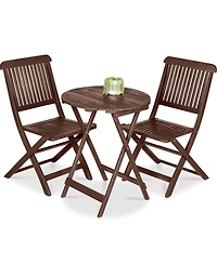 Best Choice Products 3-Piece Acacia Wood Bistro Set, Folding Patio Furniture w/ 2 Chairs